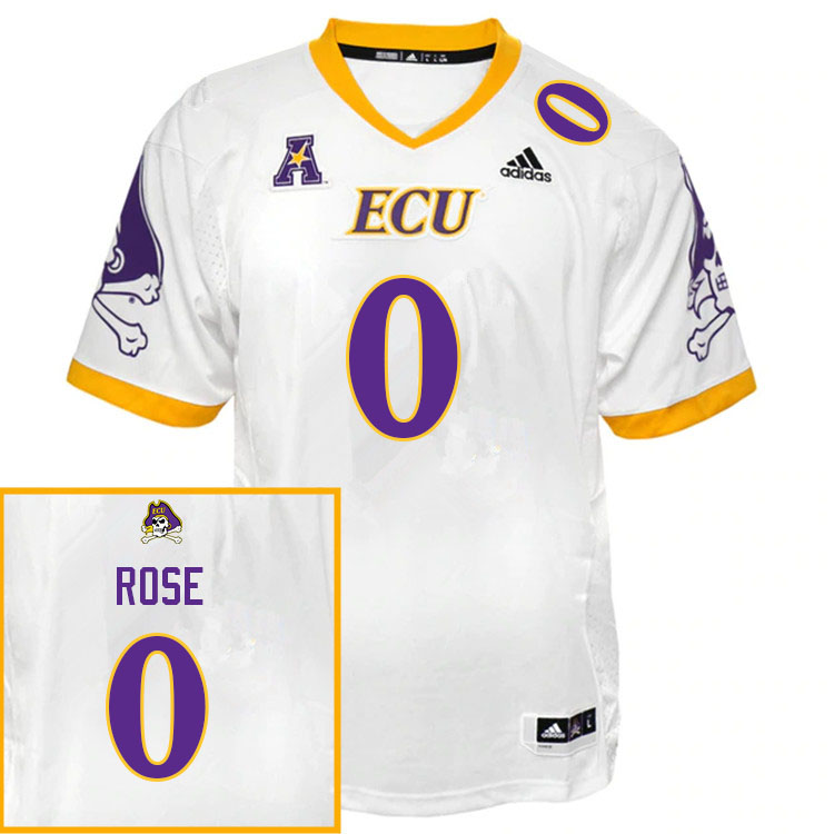 Men #0 Ray Rose ECU Pirates College Football Jerseys Sale-White - Click Image to Close